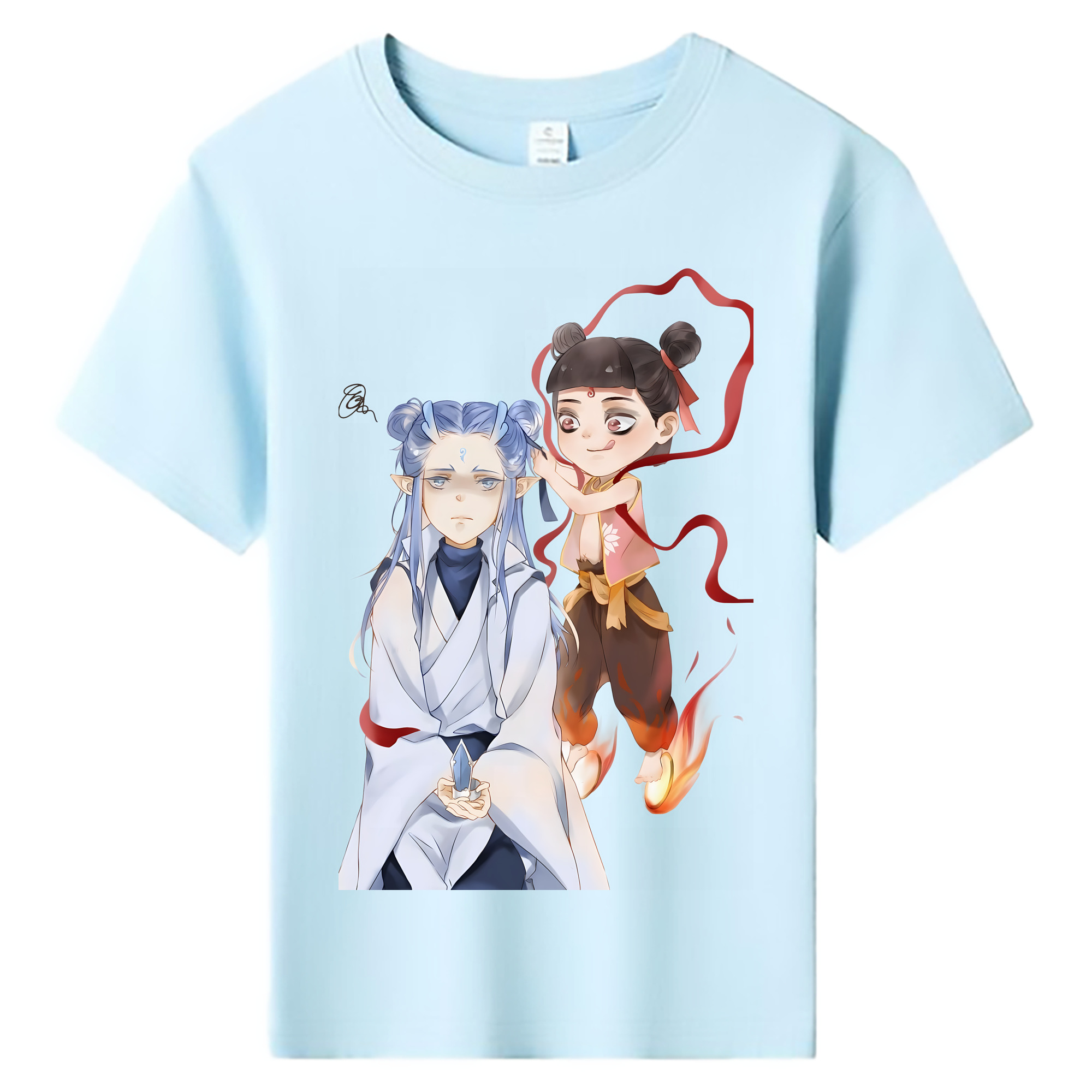 （画像用） Ne Zha 2 ナタ 魔童の大暴れ 綿100％キッズTシャツ（フロントプリント）
